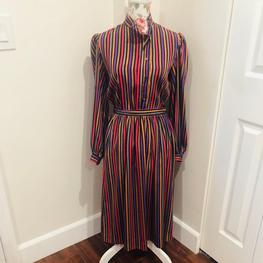 Evan Picone Multicolor Striped Dress